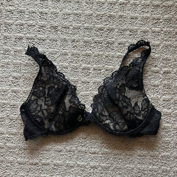 Victoria's Secret Other - Victoria’s Secret Womens Size 34B Very Sexy Black Tan Lace Push Up Bra